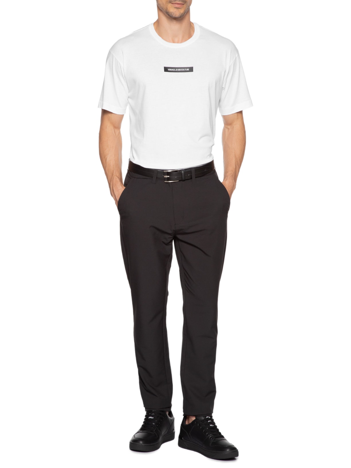 Camiseta Masculina Regular-Fit Logo Patch Branco Versace Jeans Couture