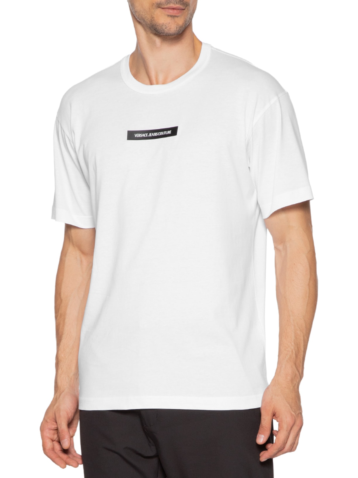 Camiseta Masculina Regular-Fit Logo Patch Branco Versace Jeans Couture