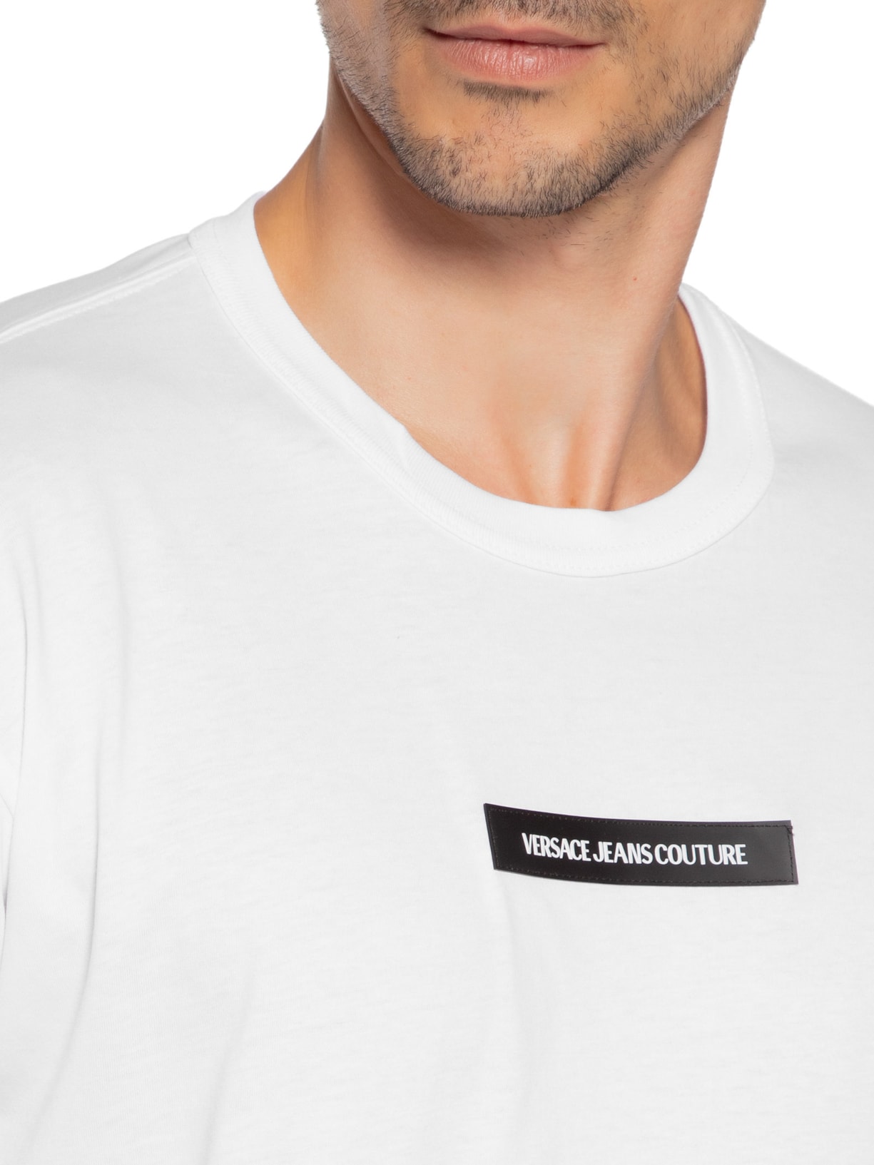 Camiseta Masculina Regular-Fit Logo Patch Branco Versace Jeans Couture