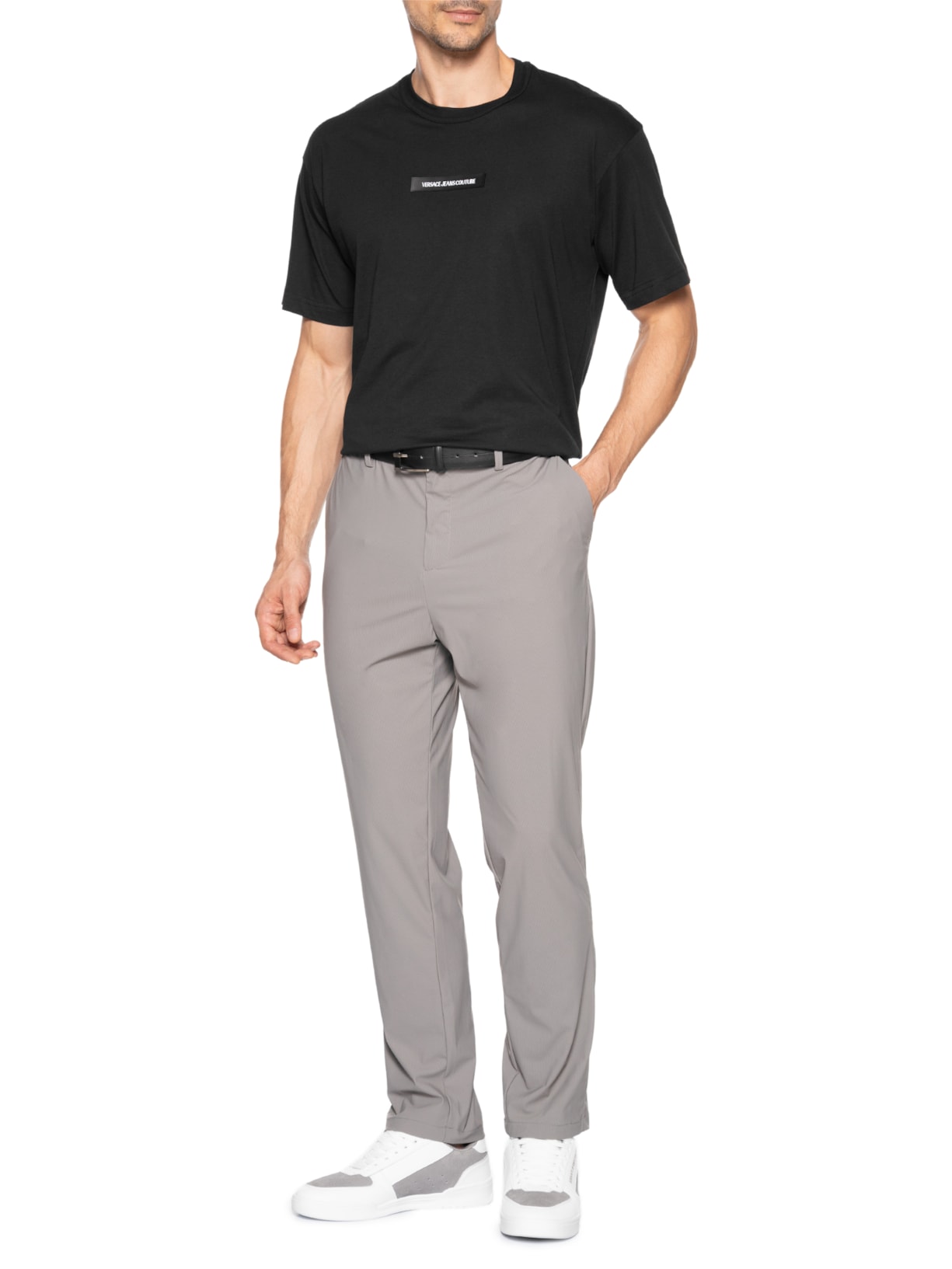 Camiseta Masculina Regular-Fit Logo Patch Preto Versace Jeans Couture