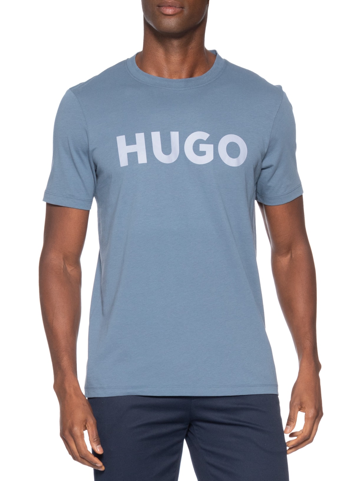 Camiseta Masculina Regular Fit Logo Printed Dulivi Azul Hugo