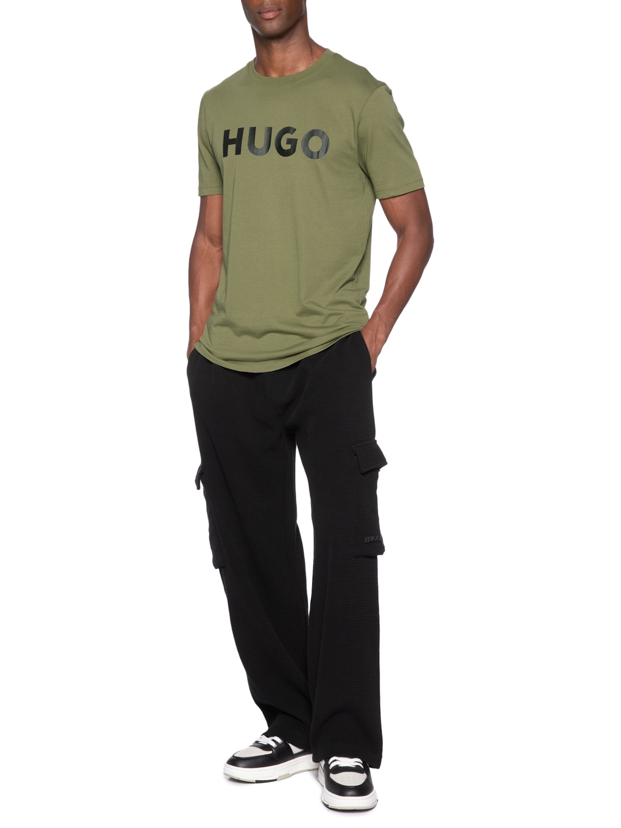 Camiseta Masculina Regular Fit Logo Printed Dulivio Verde Hugo