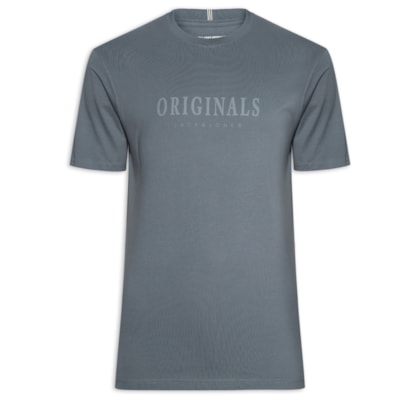 Camiseta Masculina Regular Fit Logo Rubber - Azul