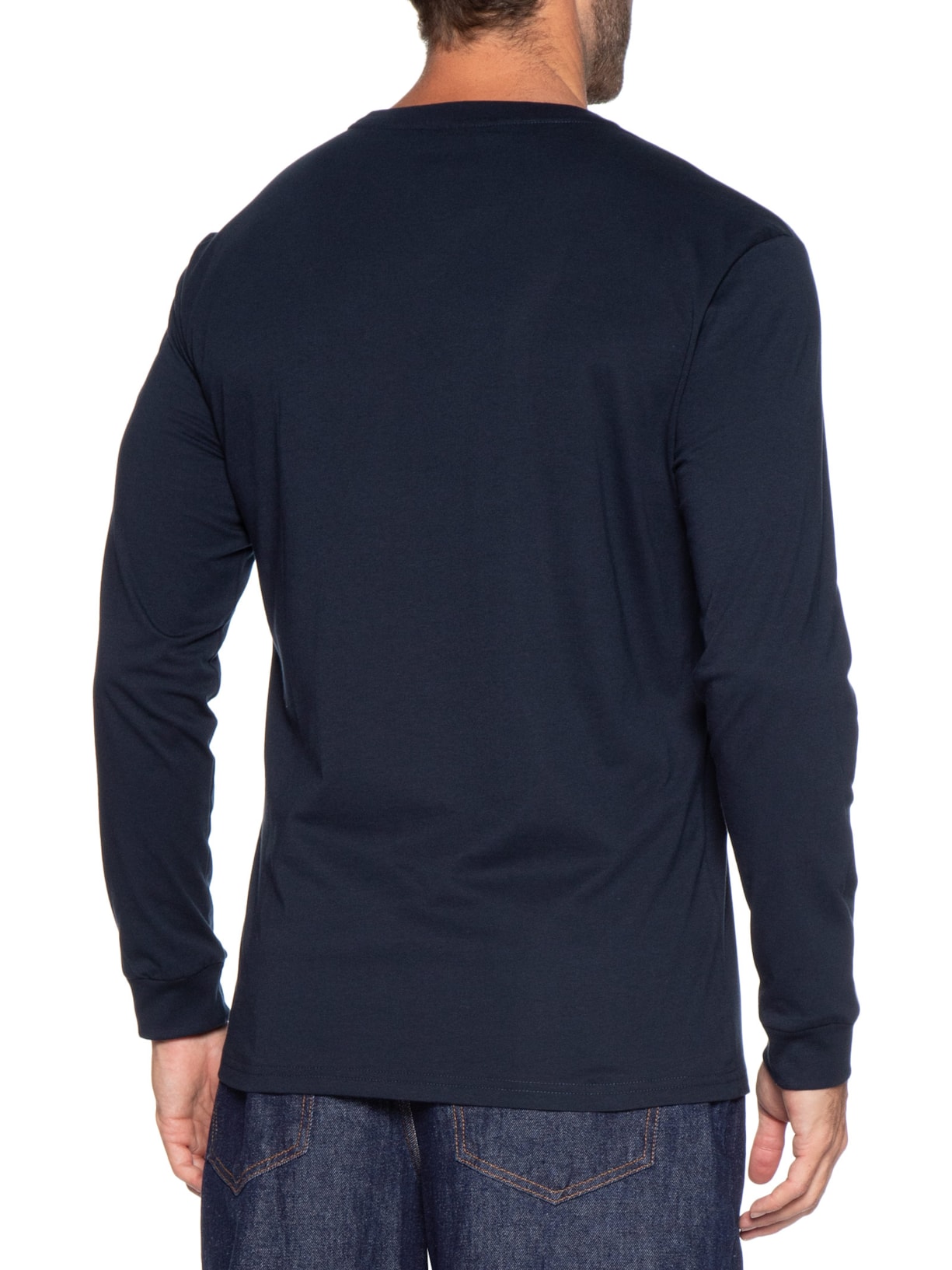 Camiseta Masculina Regular Fit Manga Longa com Silk Azul Tommy Jeans