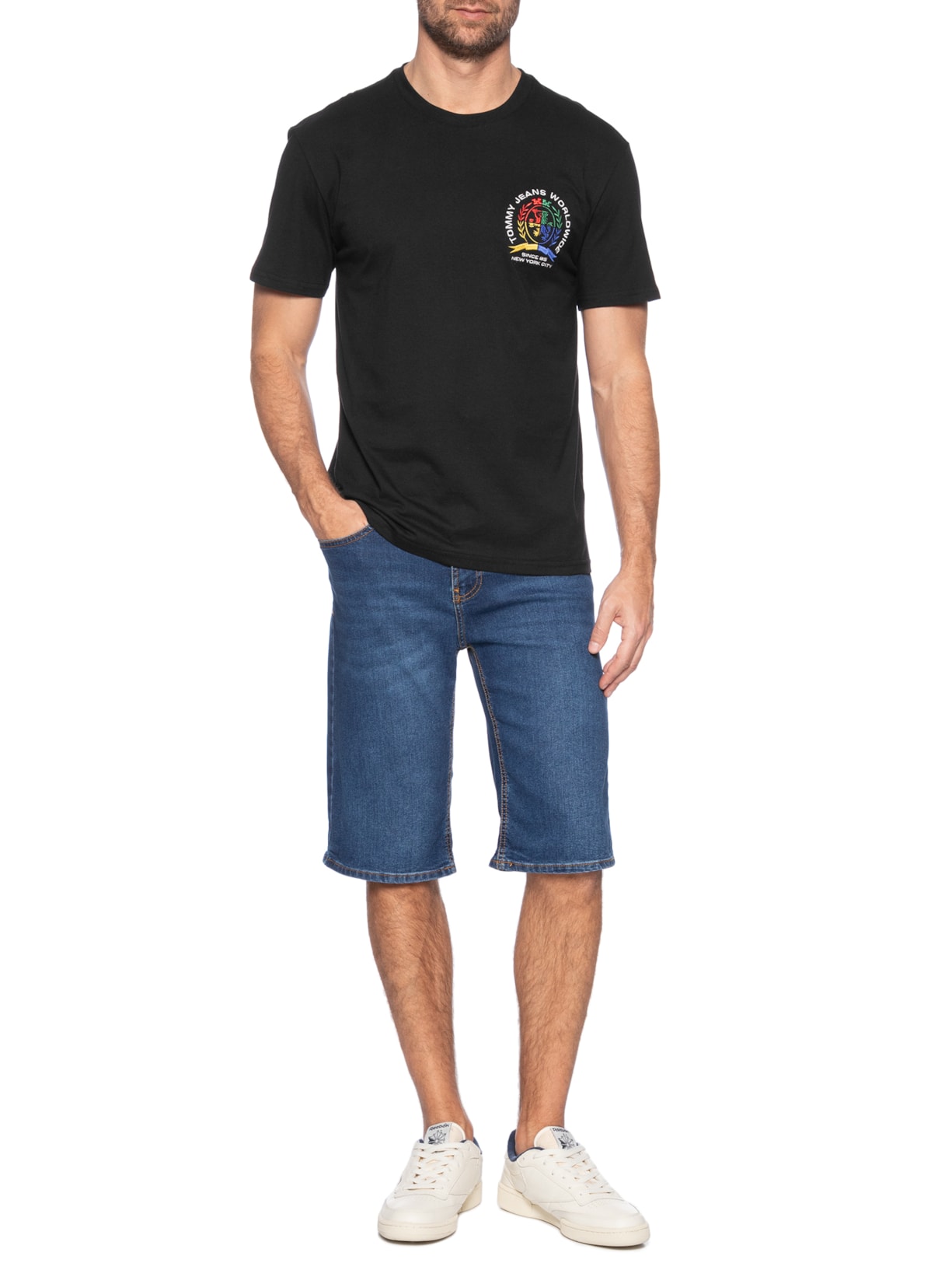 Camiseta Masculina Regular Fit Pop Bordada Preto Tommy Jeans