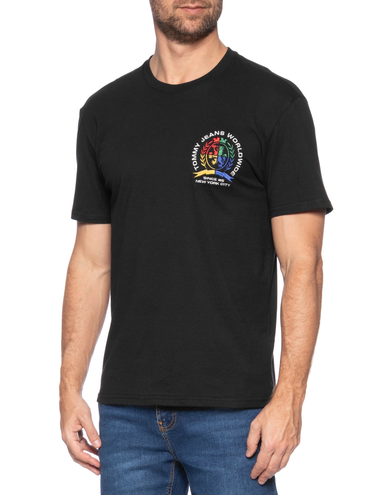 Camiseta Masculina Regular Fit Pop Bordada Preto Tommy Jeans