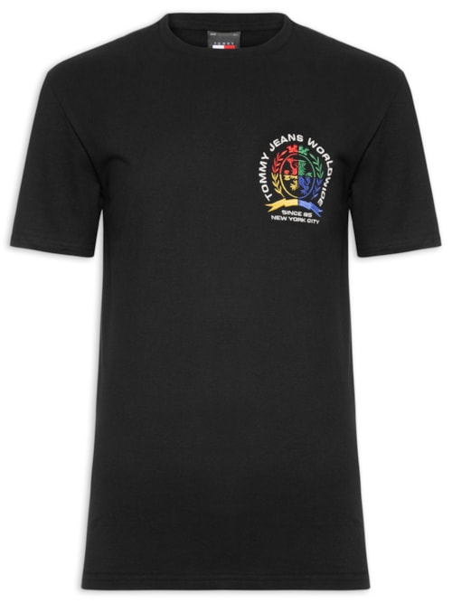 Camiseta Masculina Regular Fit Pop Bordada - Preto