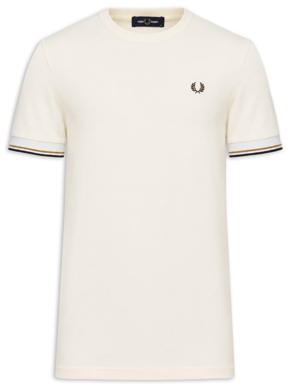 Camiseta Masculina Regular Fit Punho Friso Duplo Em Algodão - Bege