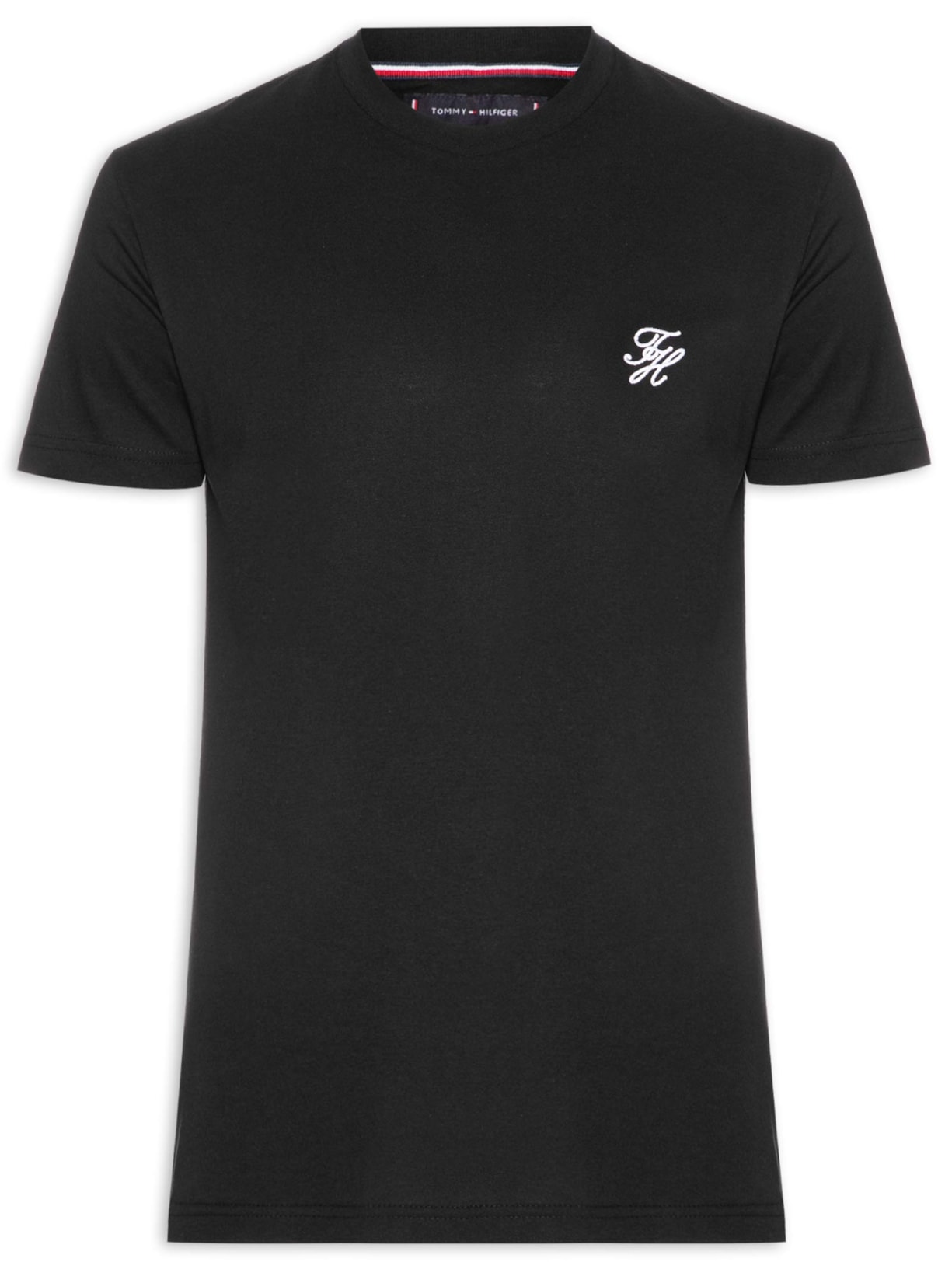 Camiseta Masculina Regular Fit Script Monogram Preto Tommy Hilfiger