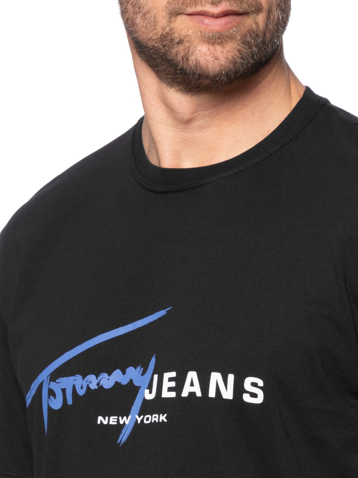 Camiseta Masculina Regular Fit Signature Dna Preto Tommy Jeans