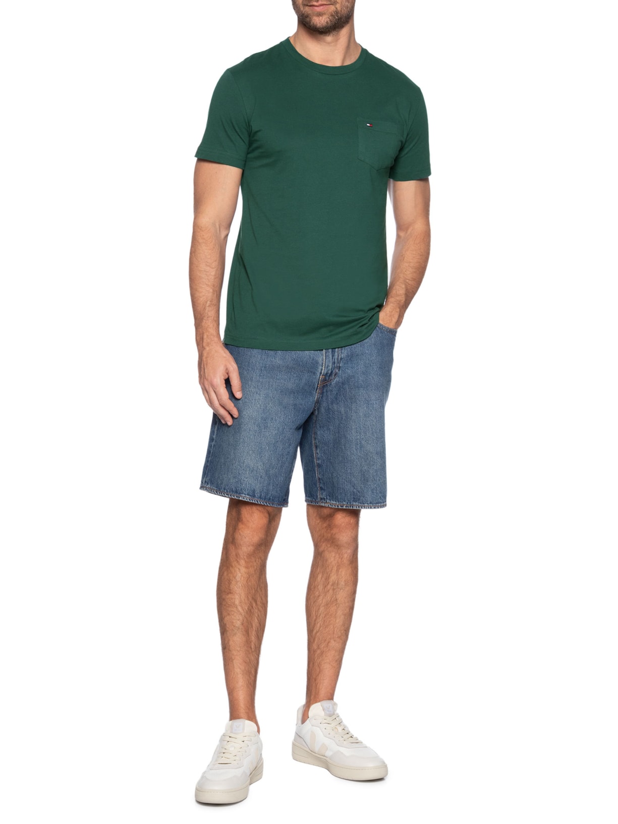 Camiseta Masculina Regular Fit Solid Pocket Verde Tommy Hilfiger