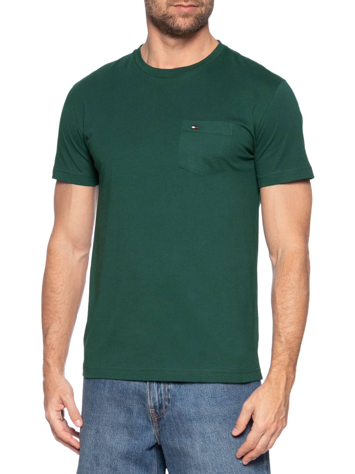Camiseta Masculina Regular Fit Solid Pocket Verde Tommy Hilfiger