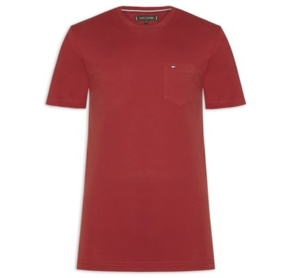 Camiseta Masculina Regular Fit Solid Pocket - Vermelho