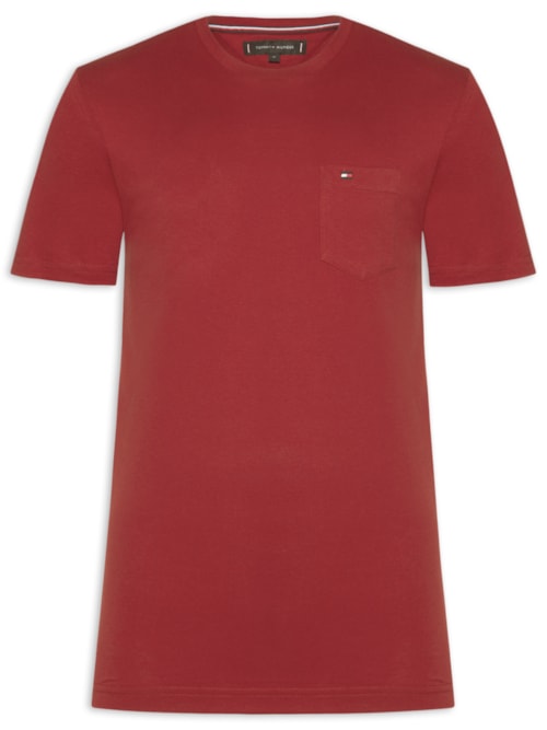 Camiseta Masculina Regular Fit Solid Pocket - Vermelho