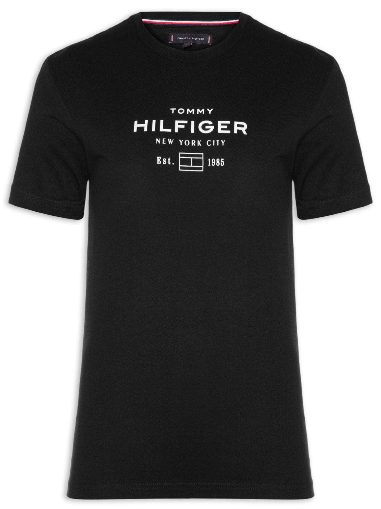  Camiseta Masculina Regular Fit Stack Graphic Preto Tommy Hilfiger