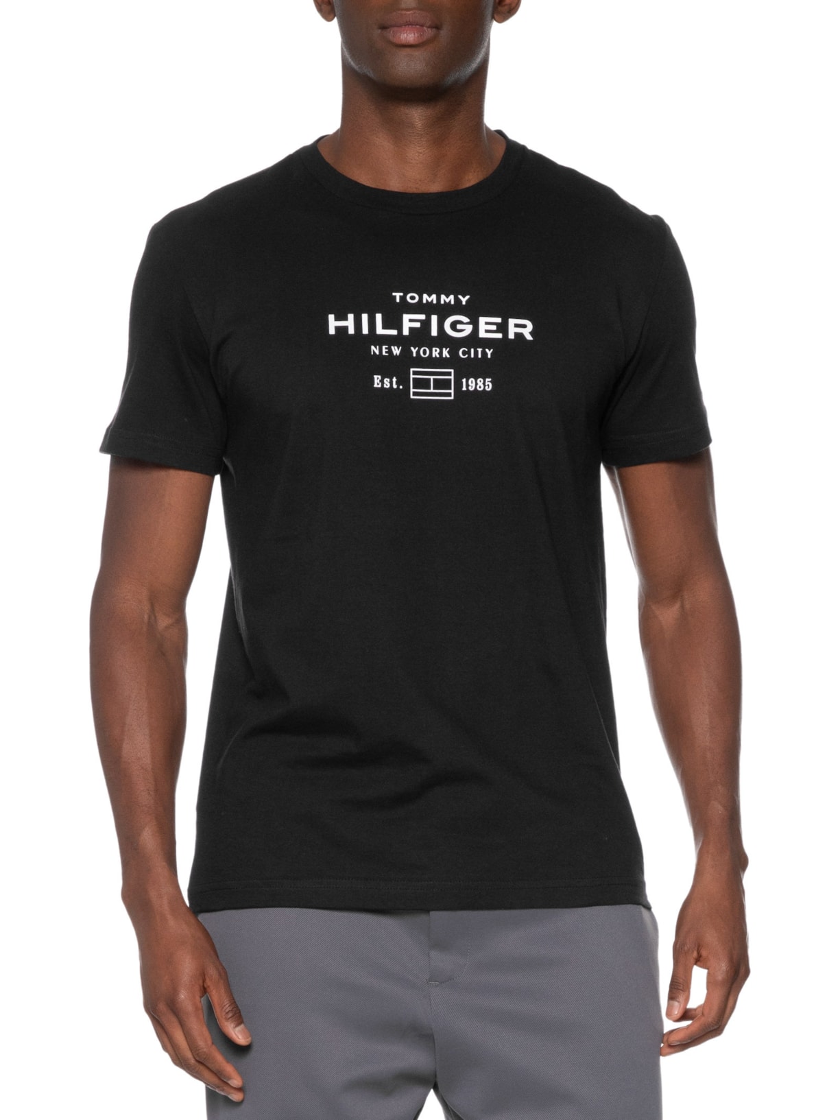  Camiseta Masculina Regular Fit Stack Graphic Preto Tommy Hilfiger