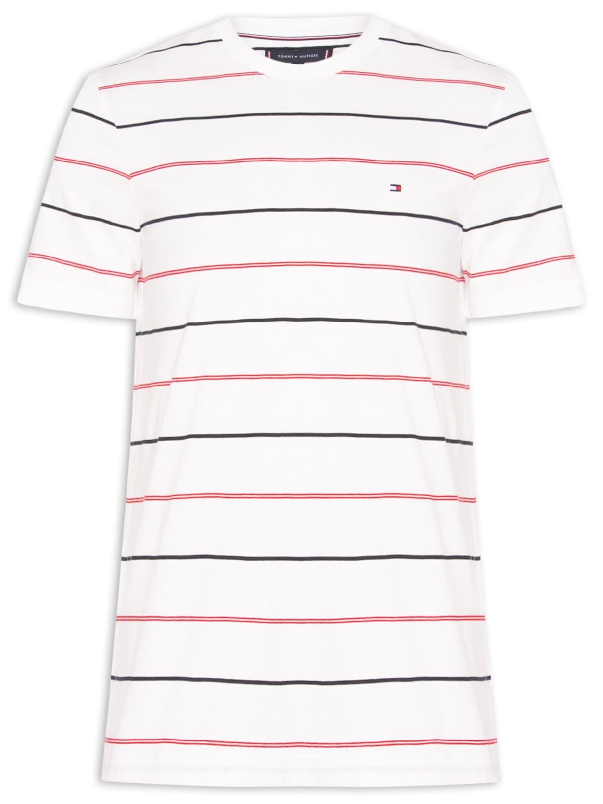 Camiseta Masculina Regular Fit Stripe Em Algodão - Branco