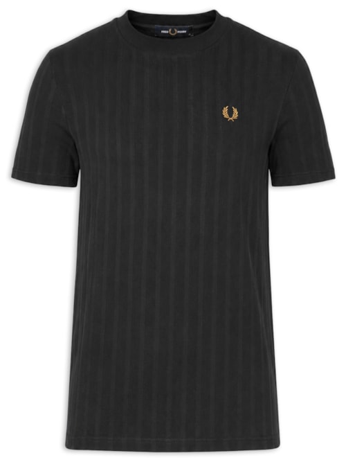 Camiseta Masculina Regular Fit Textura Em Piquet Stripe - Preto
