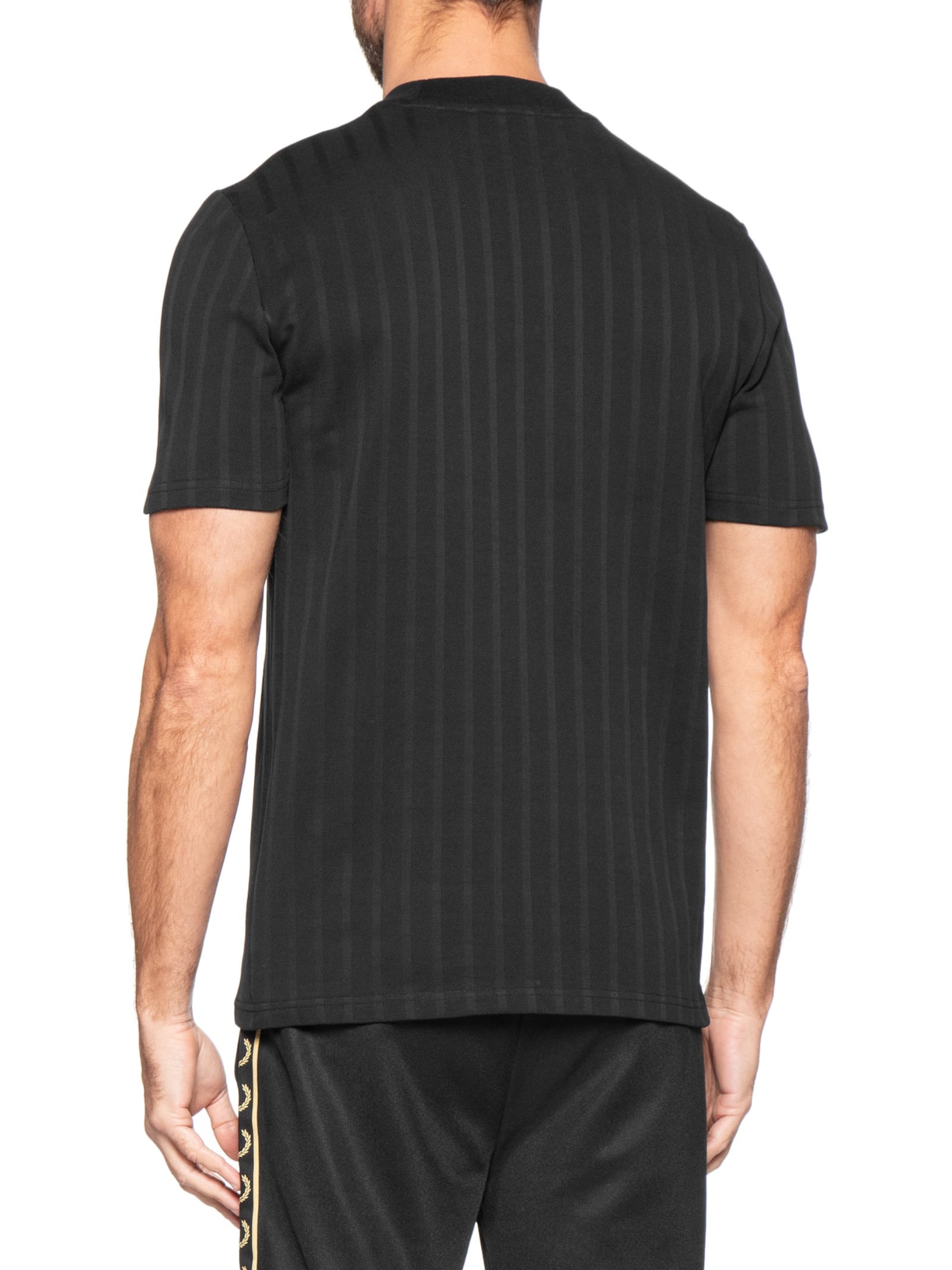 Camiseta Masculina Regular Fit Textura Em Piquet Stripe Preto Fred Perry