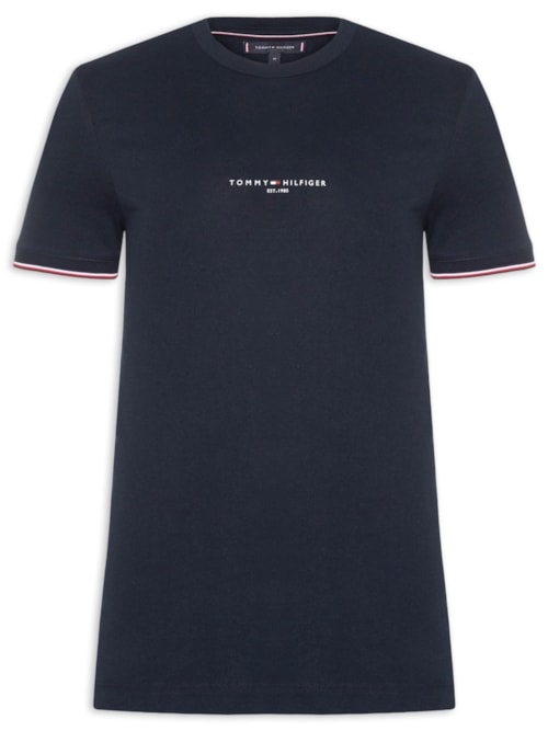 Camiseta Masculina Regular Fit Tipped Com Friso - Azul