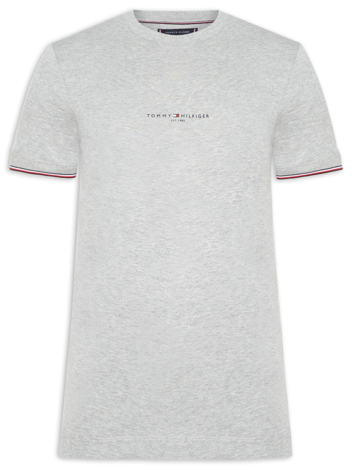 Camiseta Masculina Regular Fit Tipped Com Friso Cinza Tommy Hilfiger
