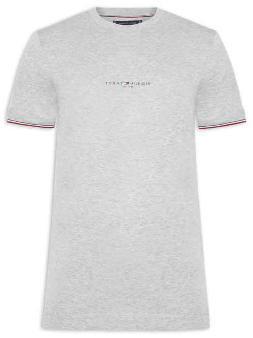 Camiseta Masculina Regular Fit Tipped Com Friso - Cinza