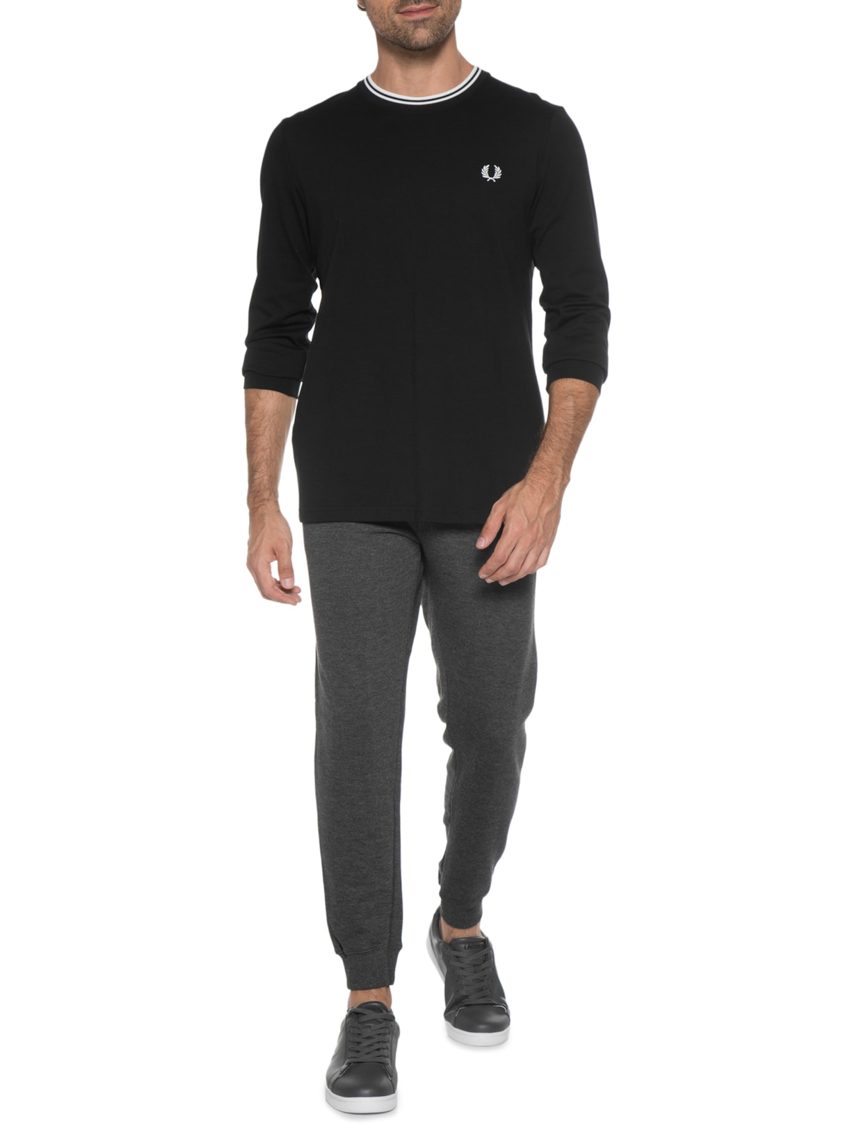 Camiseta Masculina Regular Fit Twin Tipped Em Algodão Preto Fred Perry