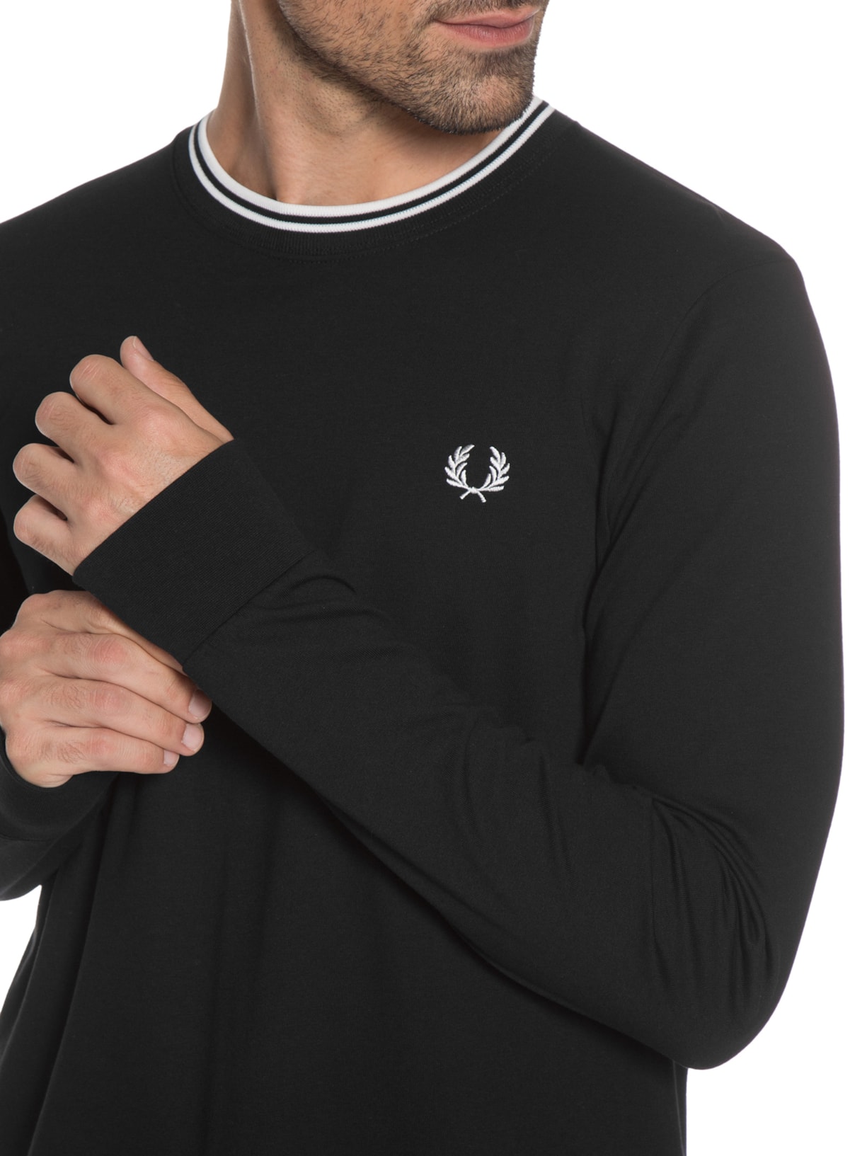 Camiseta Masculina Regular Fit Twin Tipped Em Algodão Preto Fred Perry