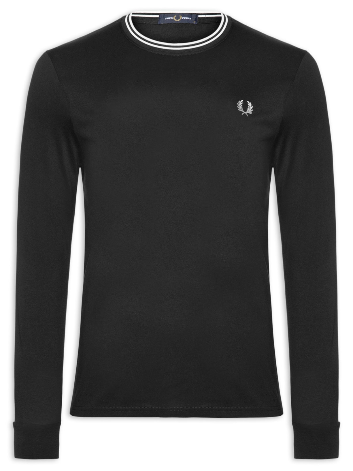 Camiseta Masculina Regular Fit Twin Tipped Em Algodão Preto Fred Perry