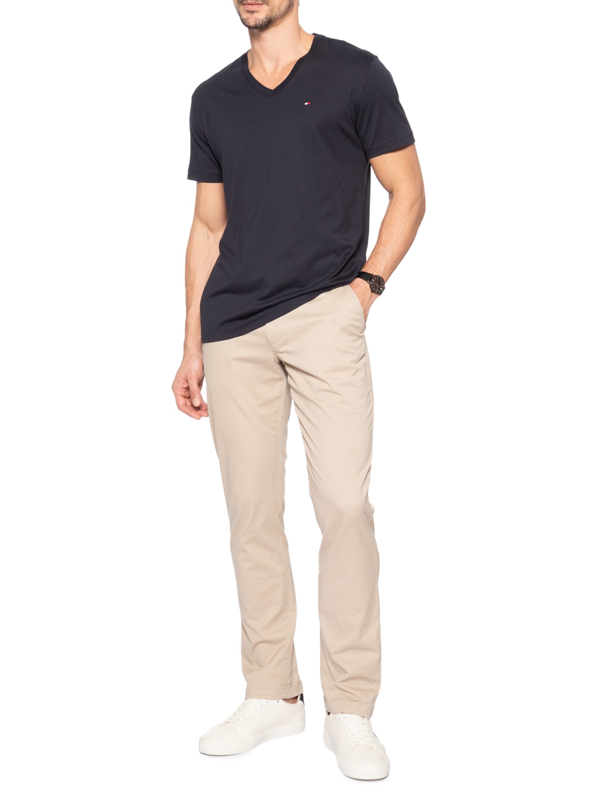 Camiseta Masculina Regular Fit V-Nk Pima Cotton Azul Tommy Hilfiger
