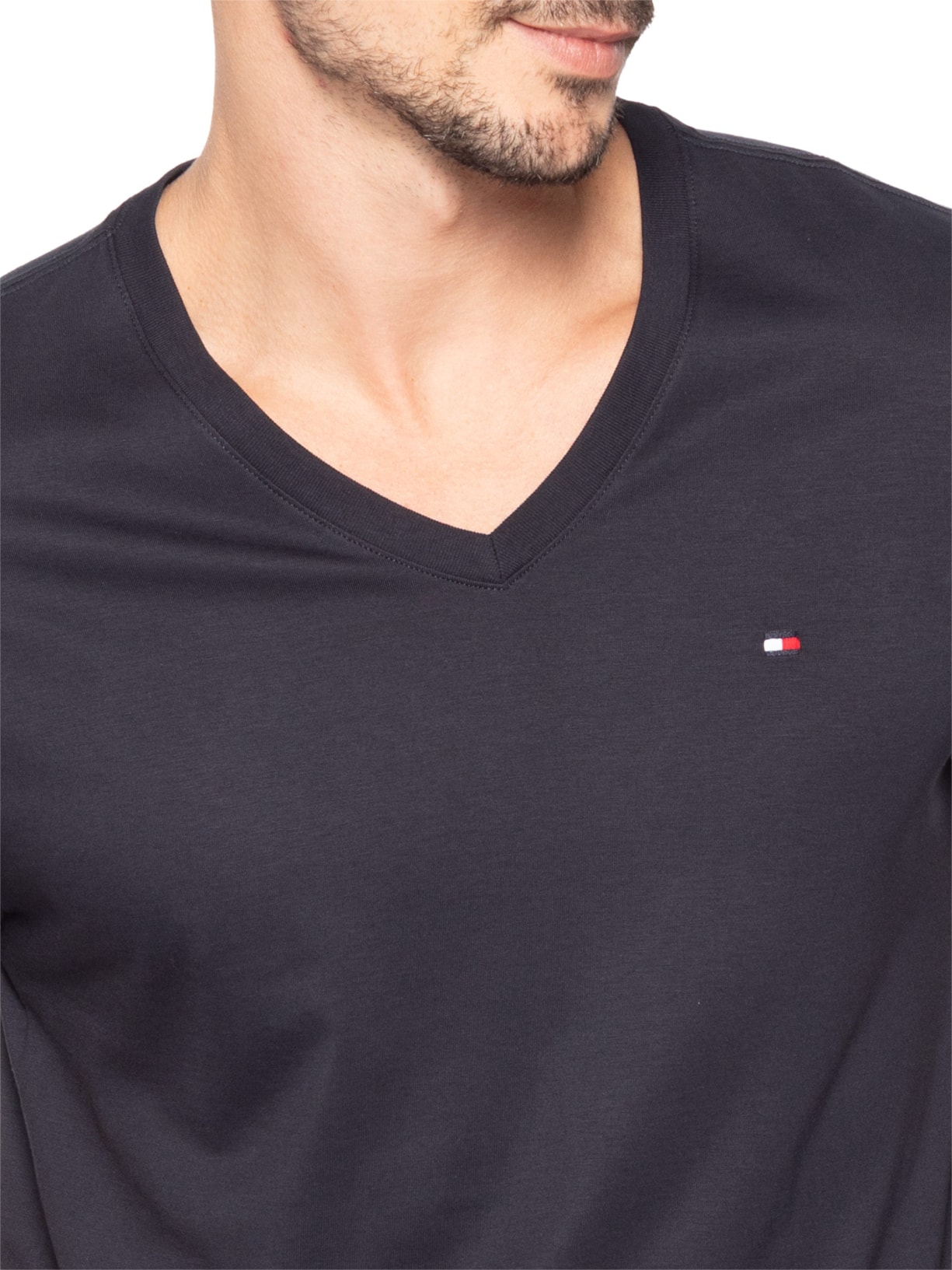 Camiseta Masculina Regular Fit V-Nk Pima Cotton Azul Tommy Hilfiger
