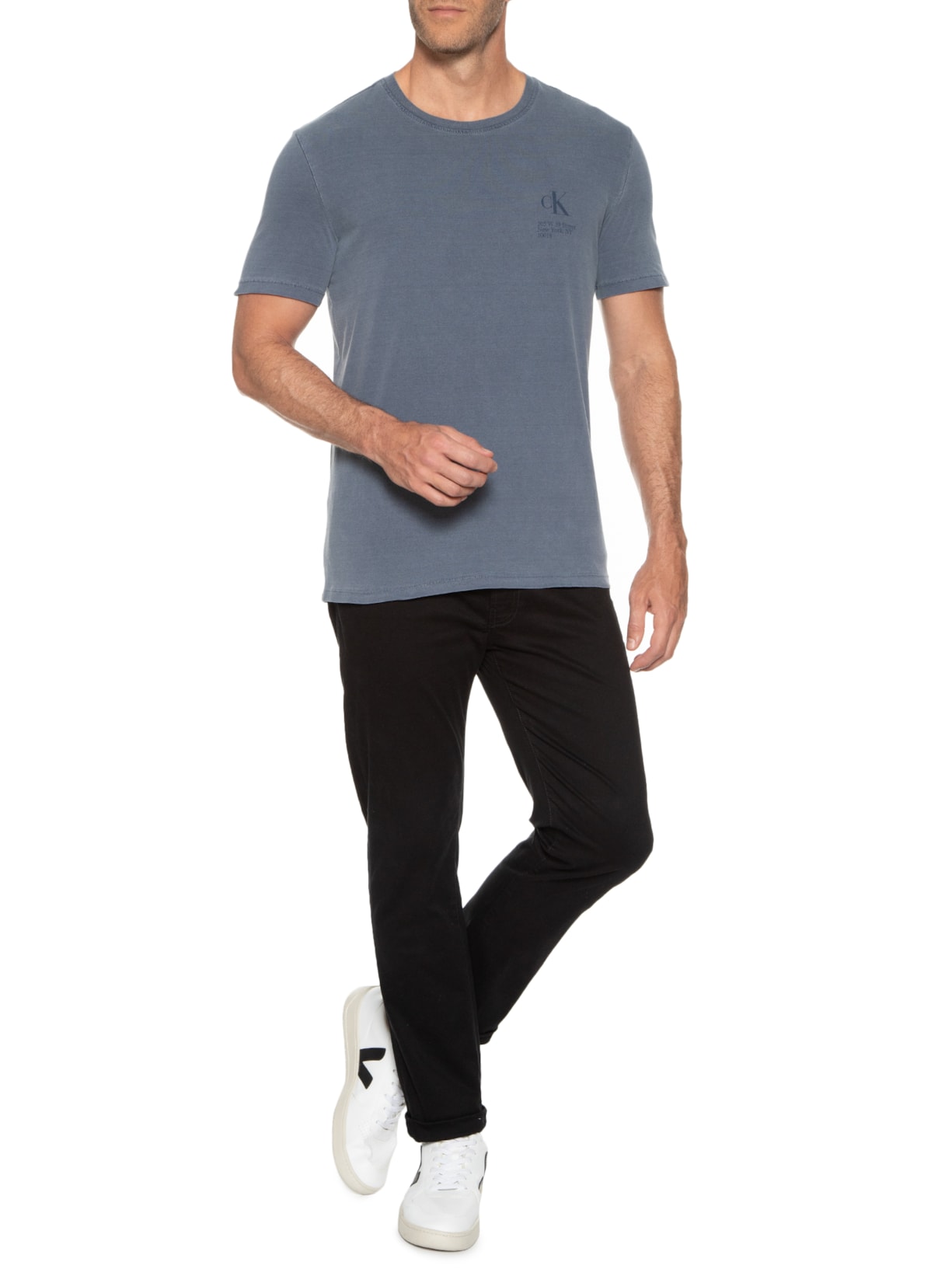 Camiseta Masculina Regular Issue Address Azul Calvin Klein Jeans