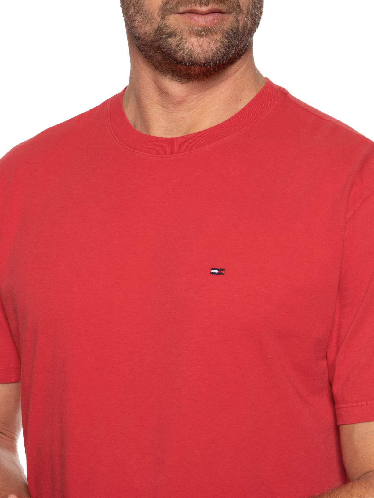 Camiseta Masculina Regular Jersey Com Neck Ext Vermelho Tommy Jeans