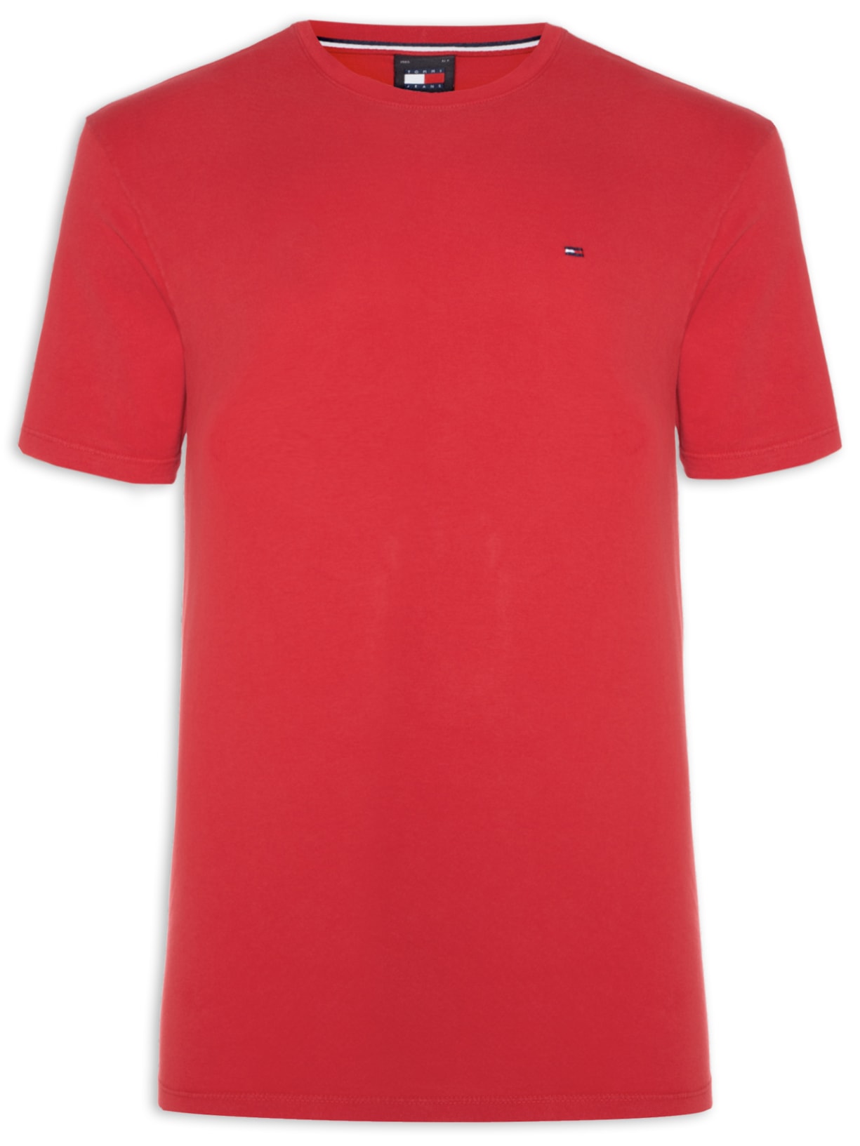 Camiseta Masculina Regular Jersey Com Neck Ext Vermelho Tommy Jeans