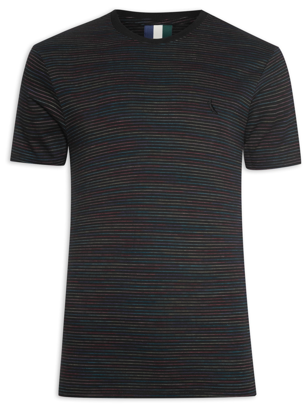 Camiseta Masculina Regular Listras Pontilhadas - Preto