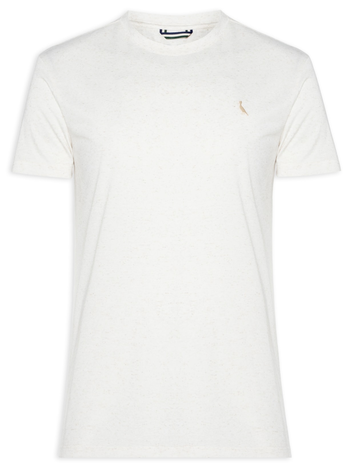 Camiseta Masculina Regular Malha Linho - Bege