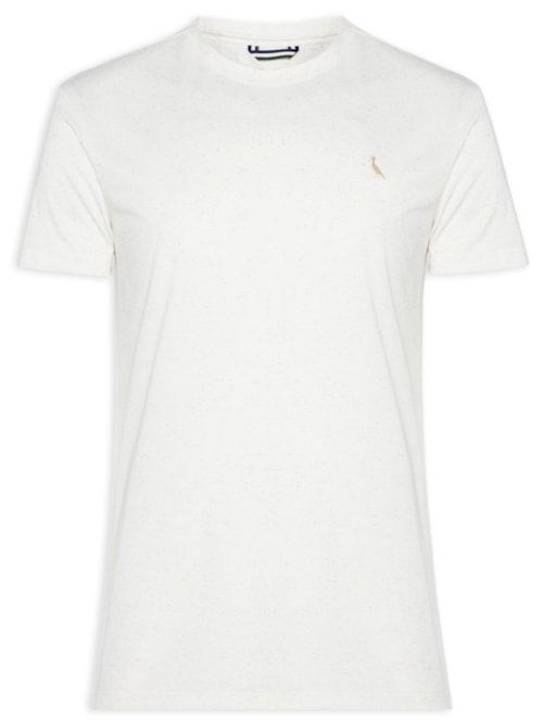 Camiseta Masculina Regular Malha Linho - Bege