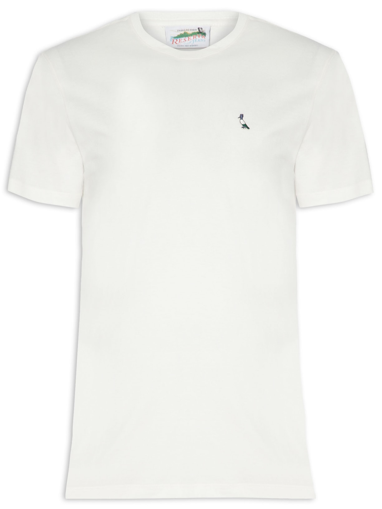 Camiseta Masculina Regular Patch Tricolor - Branco
