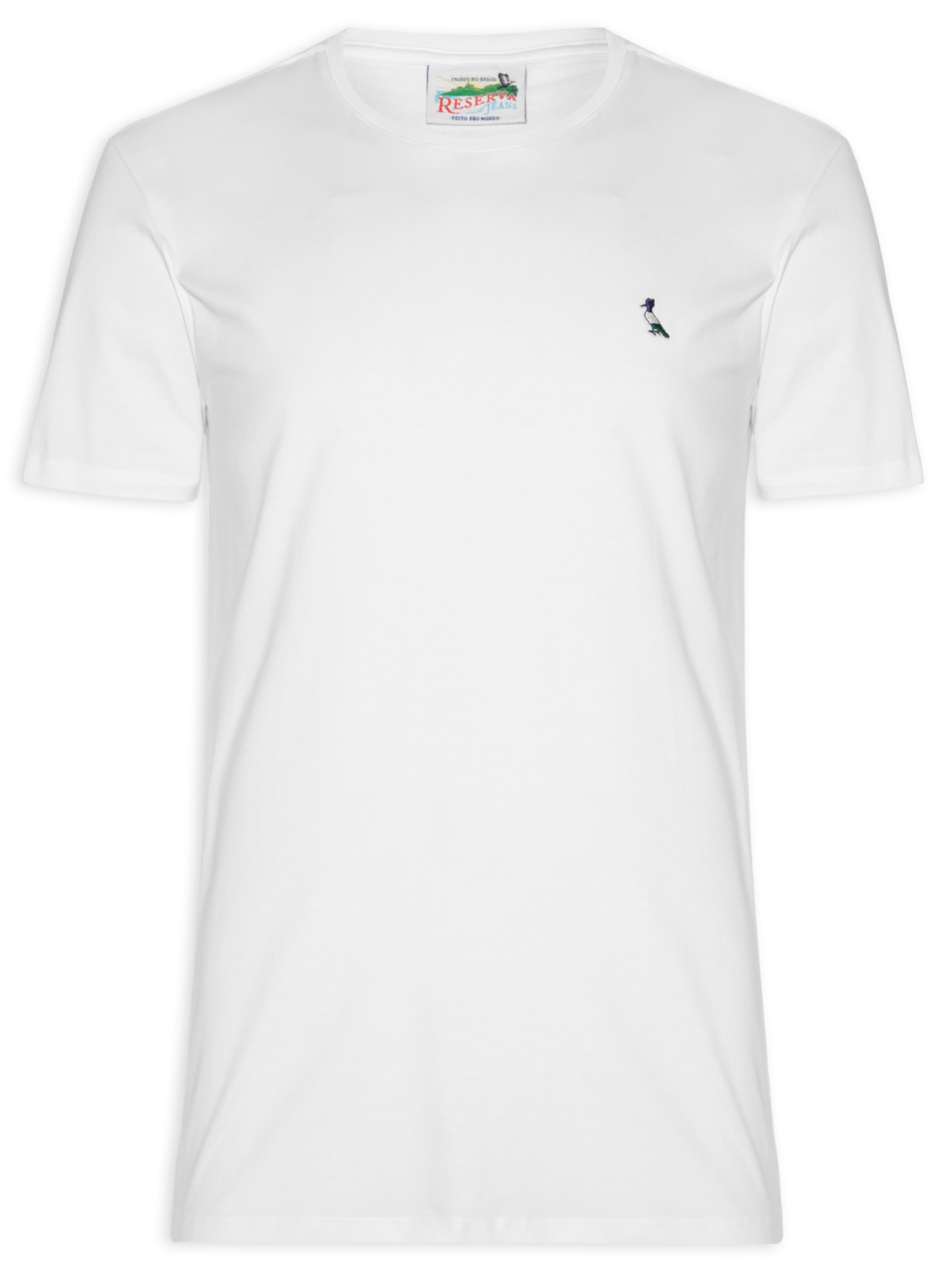 Camiseta Masculina Regular Patch Tricolor - Branco