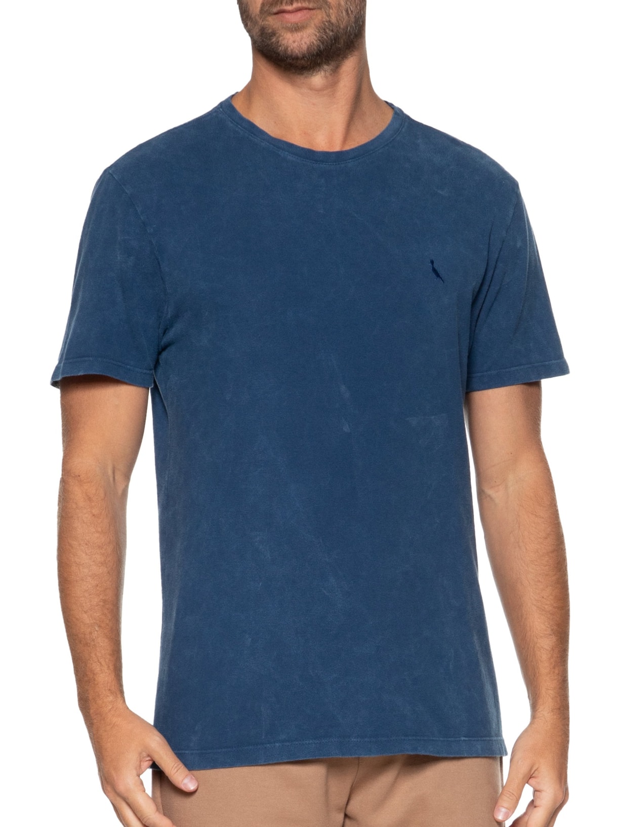 Camiseta Masculina Regular Piquet Marmorizado Azul Reserva