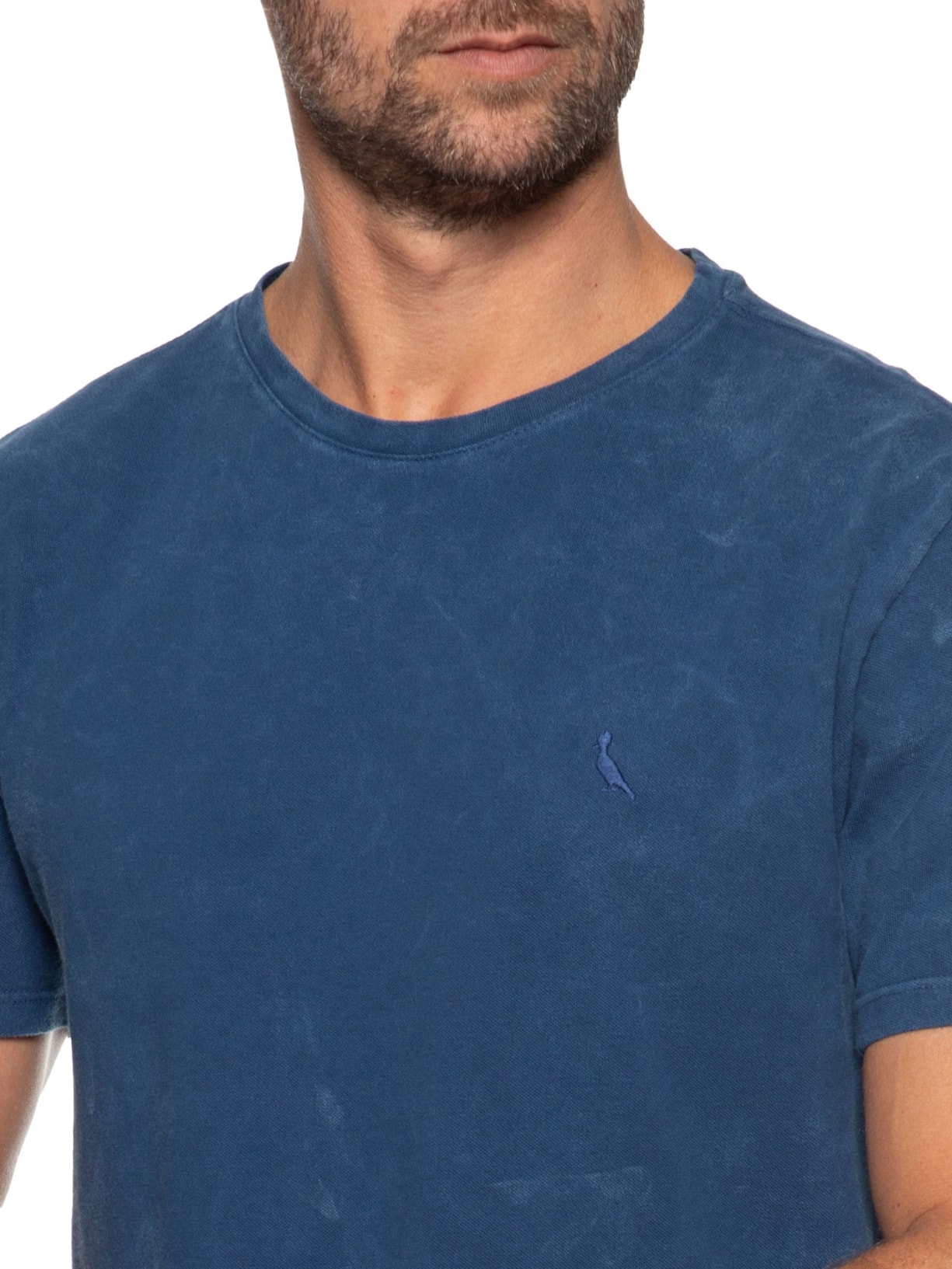 Camiseta Masculina Regular Piquet Marmorizado Azul Reserva