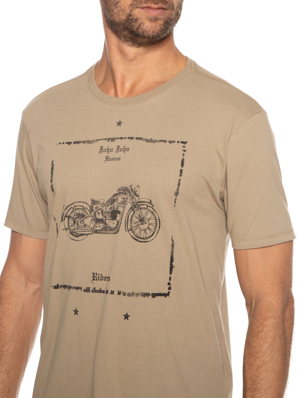 Camiseta Masculina Regular Riders Bege John John