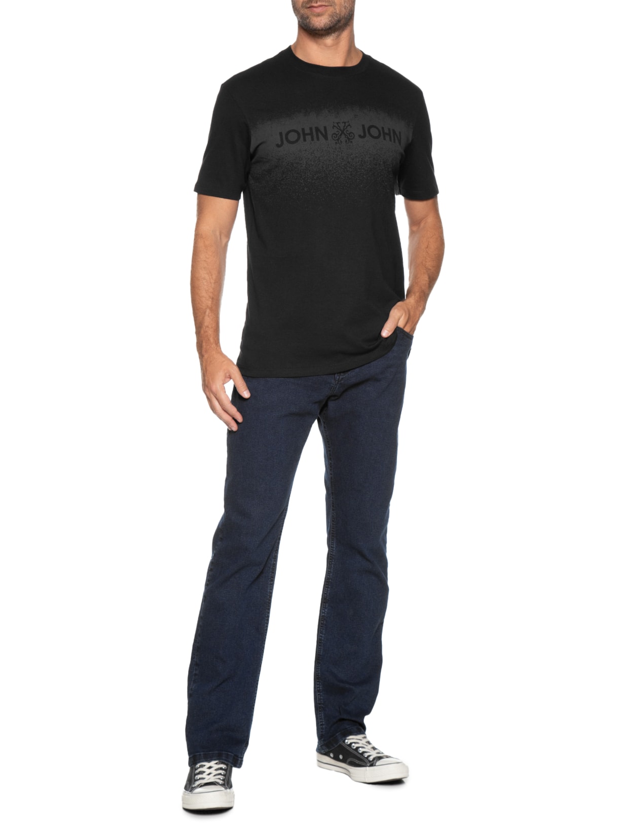 Camiseta Masculina Regular Spray Preto John John