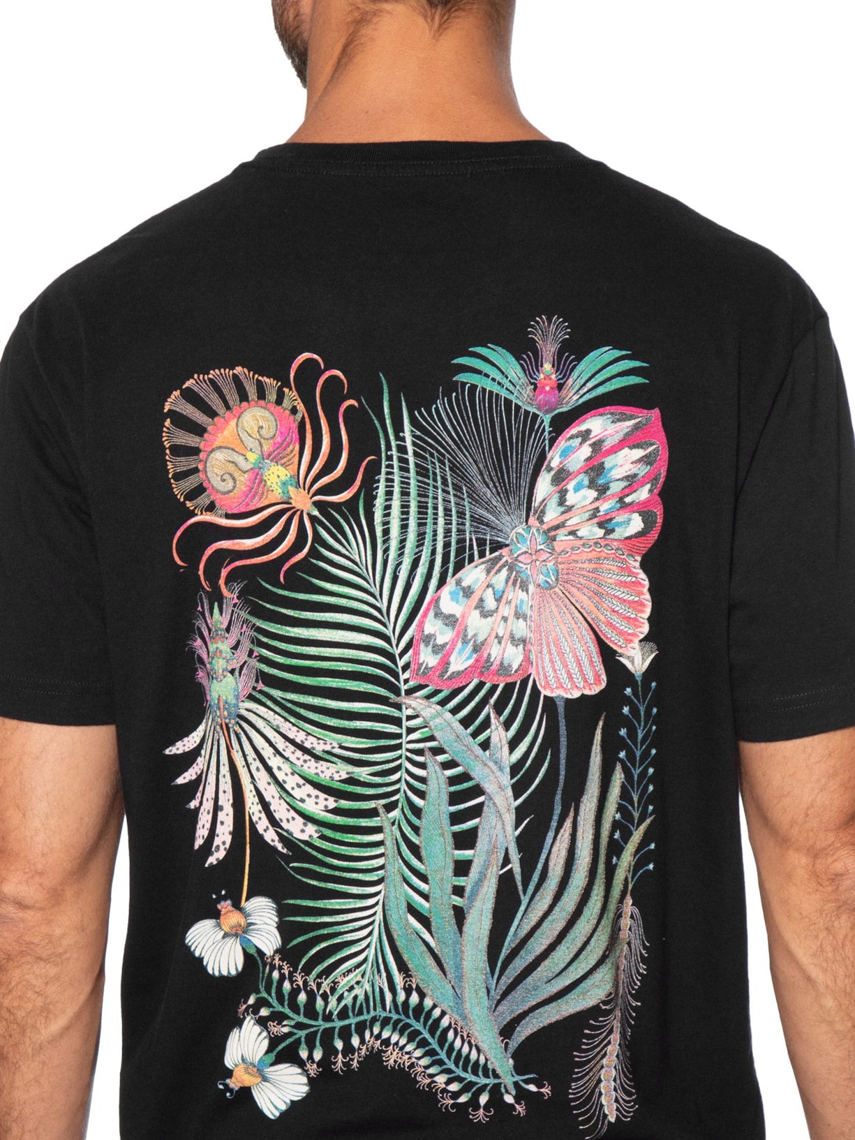 Camiseta Masculina Regular Vintage Insect Floral – Preto Osklen