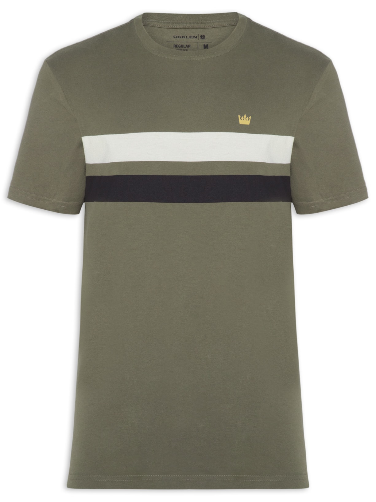 Camiseta Masculina Regular Vintage List Bicolor - Verde