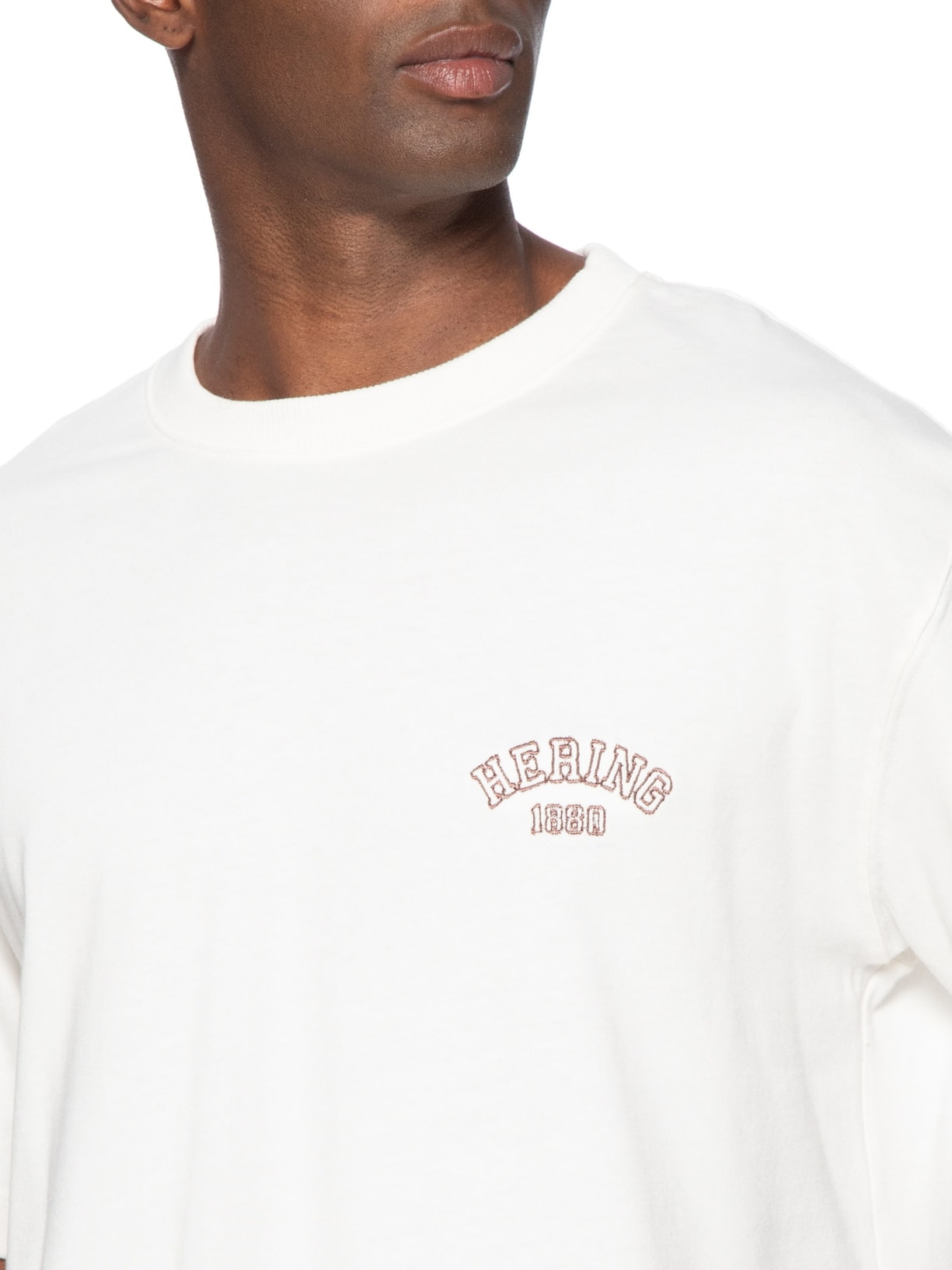 Camiseta Masculina Relaxed Fit Bordado Branco Hering