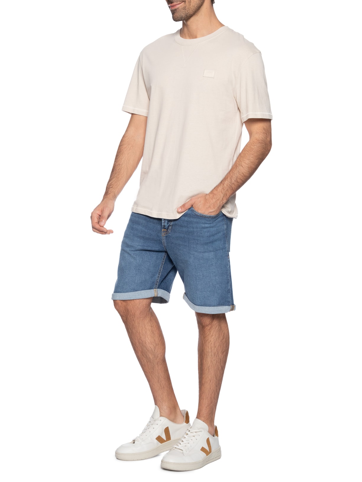 Camiseta Masculina Relaxed Fit Em Algodão Bege Jack & Jones