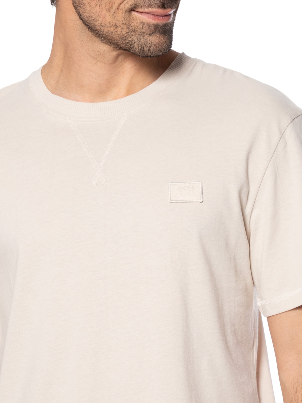 Camiseta Masculina Relaxed Fit Em Algodão Bege Jack & Jones