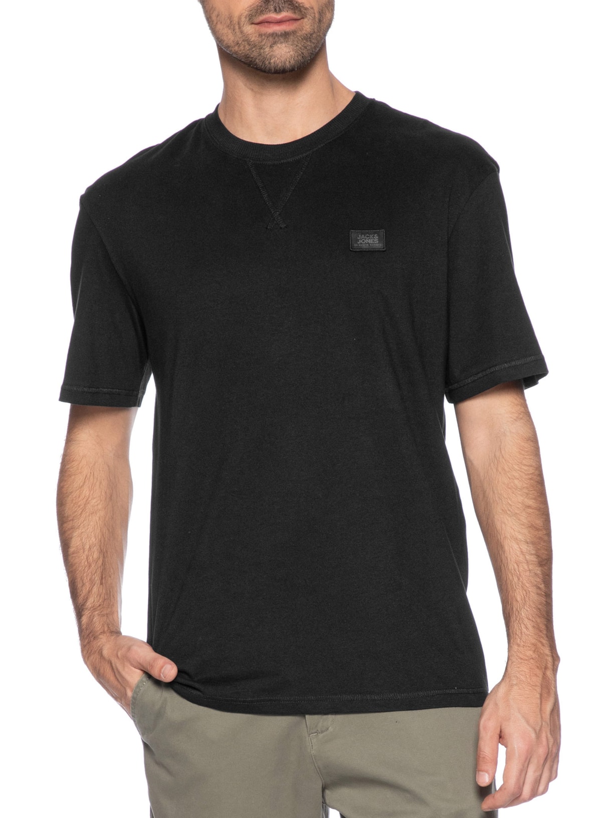 Camiseta Masculina Relaxed Fit Em Algodão Preto Jack & Jones