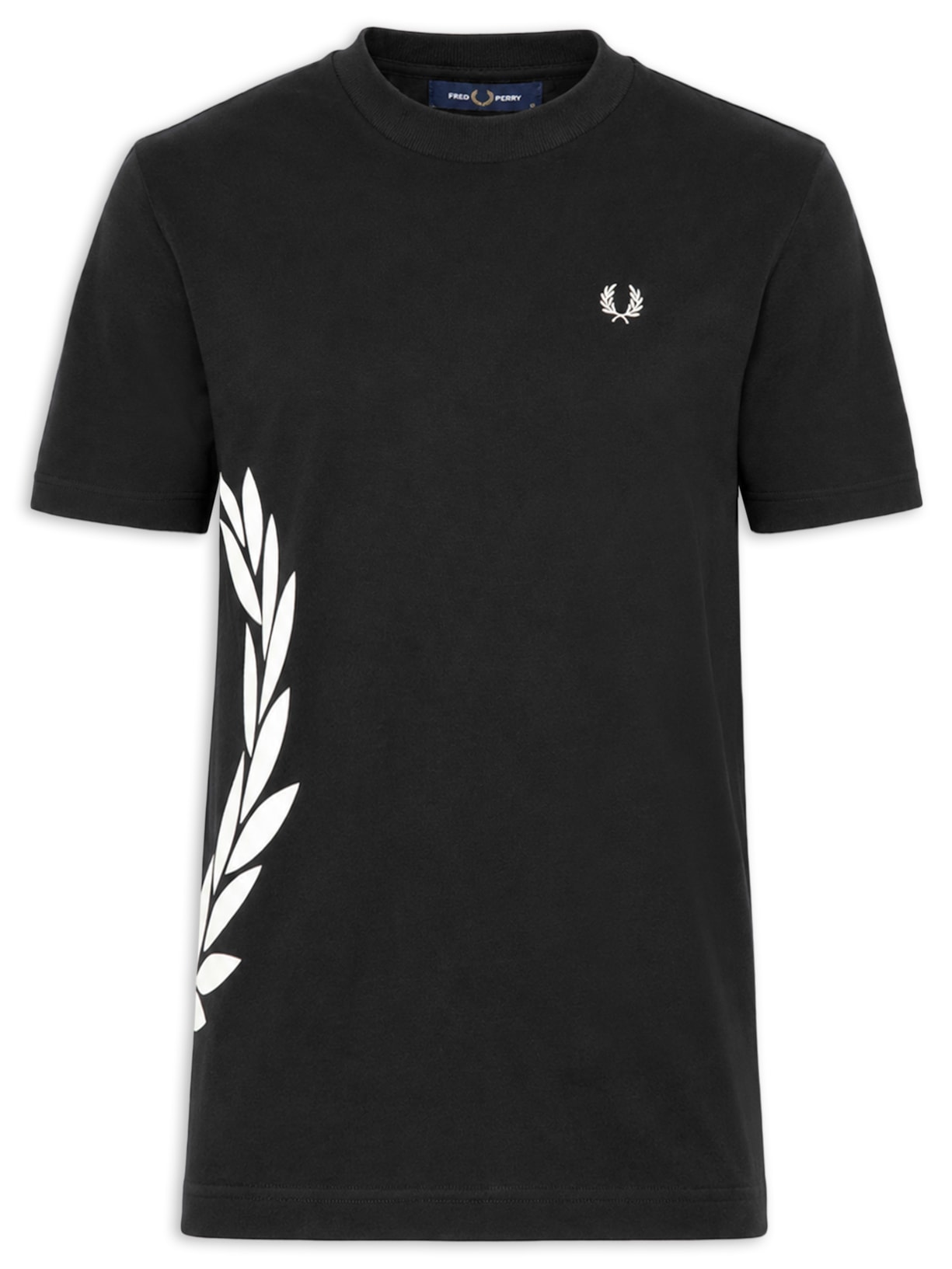 Camiseta Masculina Relaxed Fit Estampa Coroa De Louros Preto Fred Perry